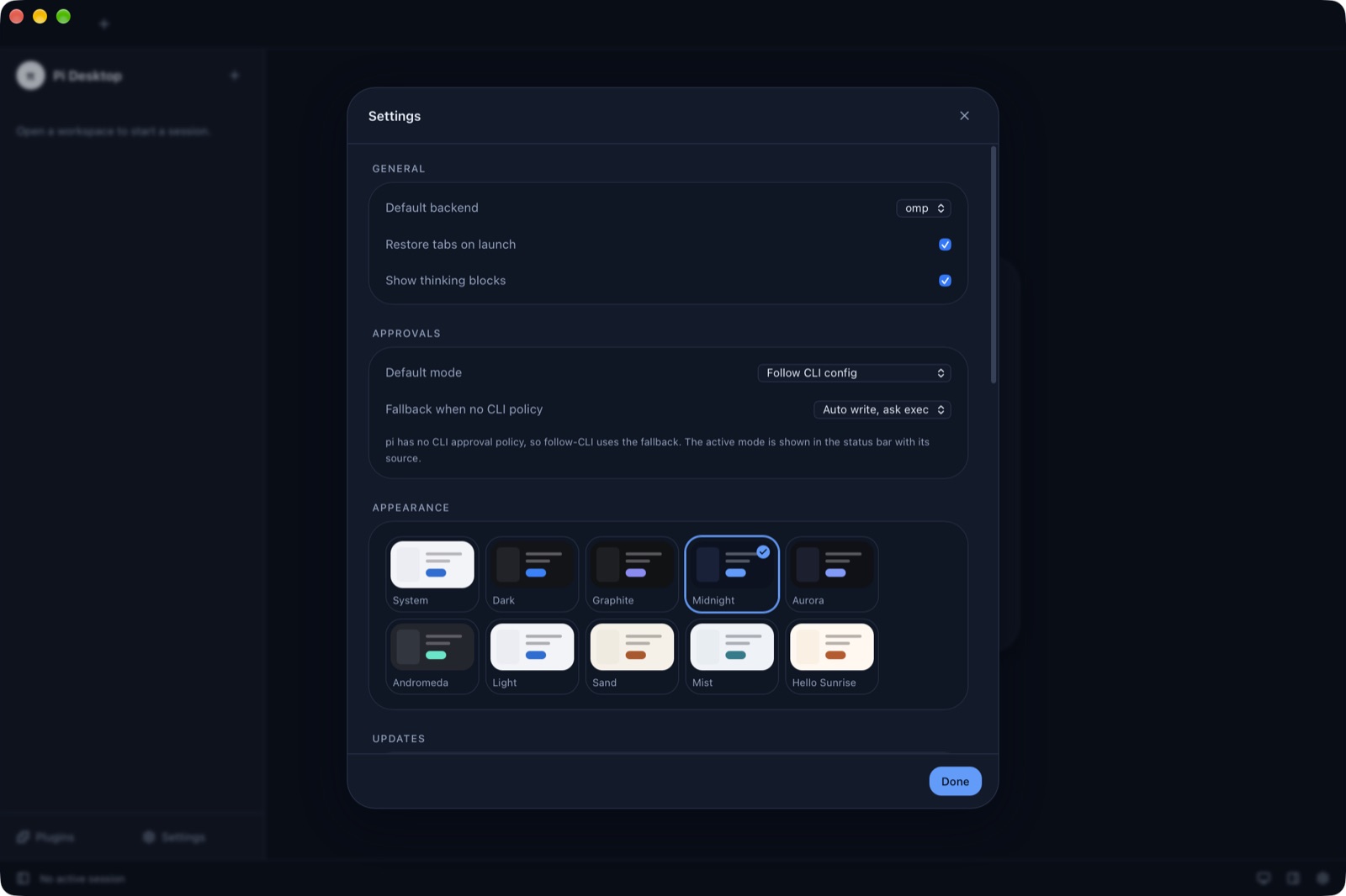 Midnight theme